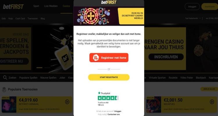 Betfirst Casino registreren