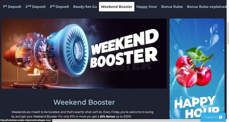 Fruits4Real Casino Weekend Booster