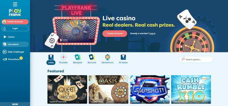 PlayFrank Live Casino