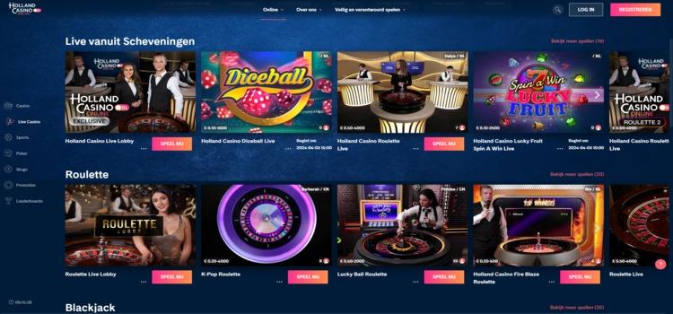 Holland Casino Online speel live casino spellen