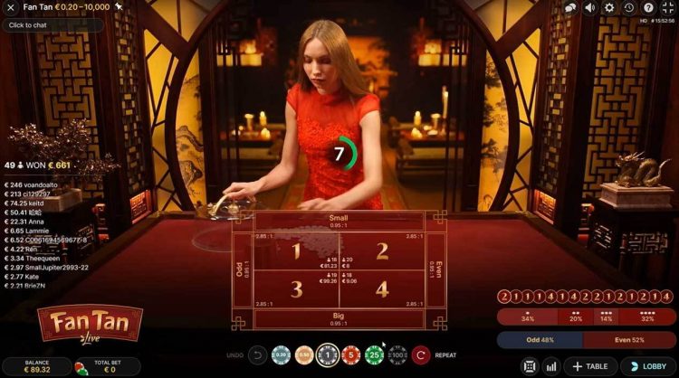 Fan Tan Live Casino Spel