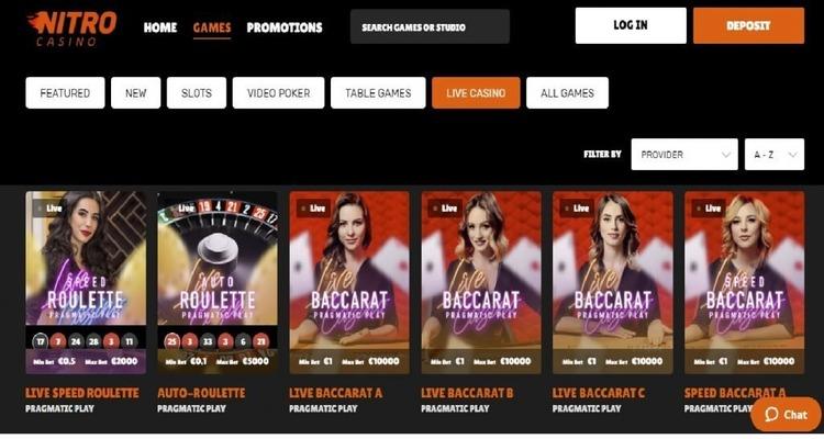 Nitro Casino live spellen