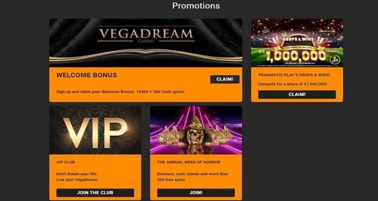 Vegadream Casino bonussen
