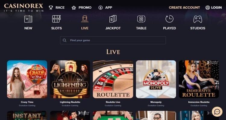 CasinoRex Casino live spellen