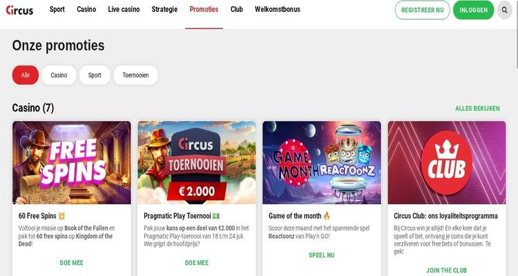 Circus Casino bonussen