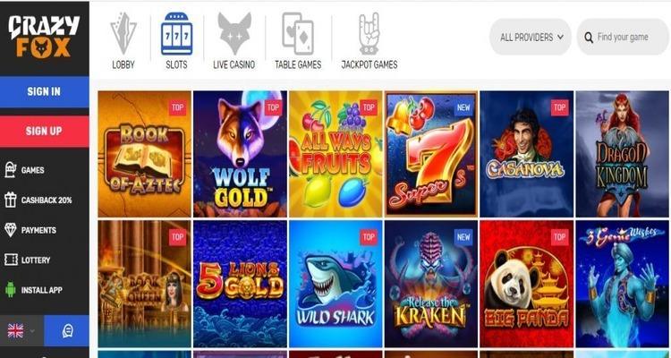 Crazy Fox Casino gokkasten