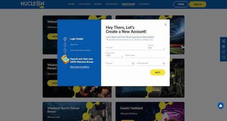 Nucleonbet Casino account aanmaken