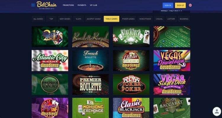 Betchain Casino tafelspellen