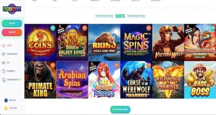Spinia Casino spelaanbod