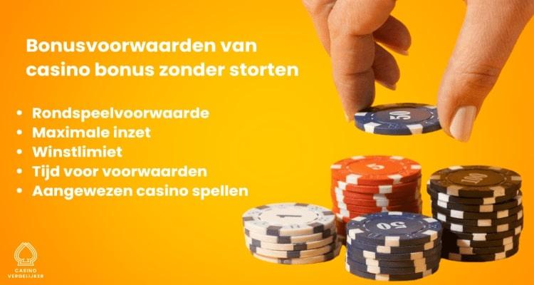 Bonusvoorwaarden van casino bonus zonder storten