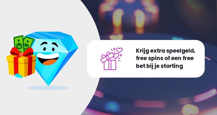 Illustratie van een casino stortingsbonus waarbij een speler extra speelgeld, free spins of een free bet krijgt na storting