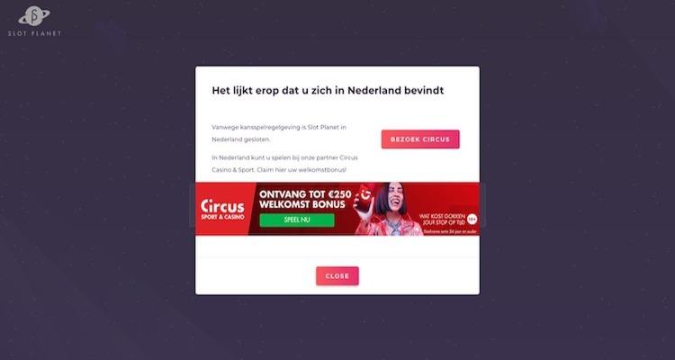 Slot Planet Casino gesloten in Nederland