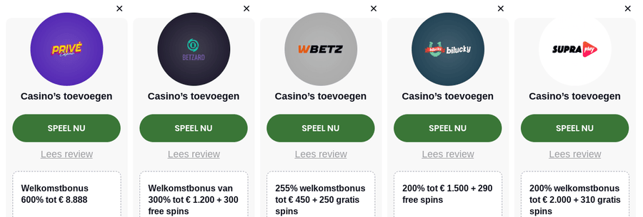 Stap 1 200% casino bonus claimen