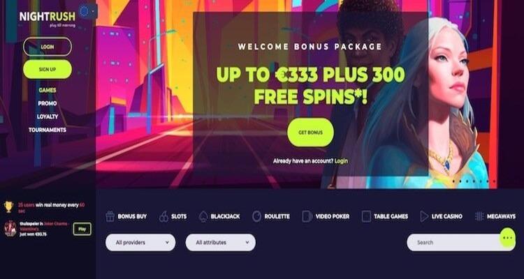 Nightrush Casino welkomstbonus