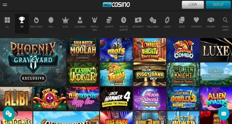 Hello Casino spelaanbod
