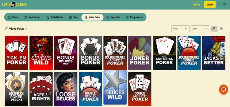 Lupin Casino video poker