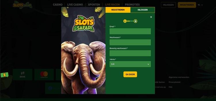 Slots Safari account aanmaken