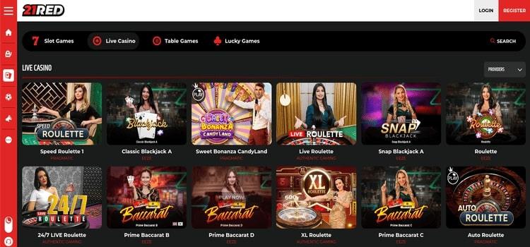 21Red casino live casino