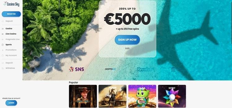 Casino Sky welkomstbonus