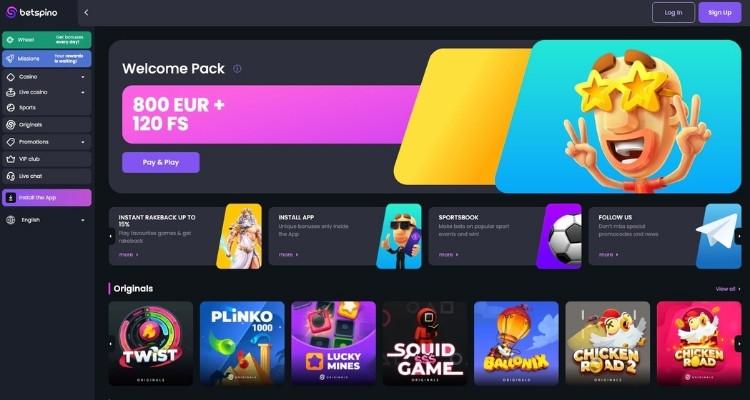 Betspino casino homepage