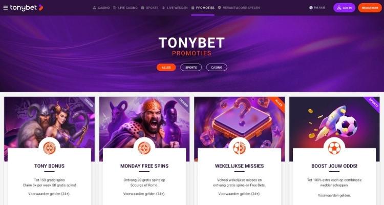 Tonybet casino promoties