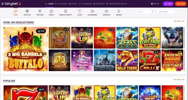 Tonybet casino spellen