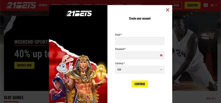 21Bets Casino account aanmaken