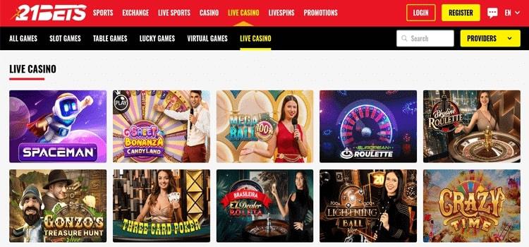 21Bets Casino live casino