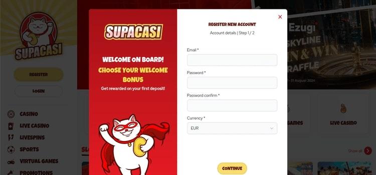 SupaCasi Casino registreren