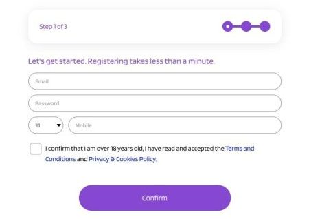 ProntoBet Registratie Stap 1