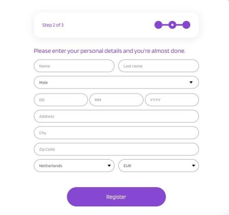 ProntoBet Registratie Stap 2