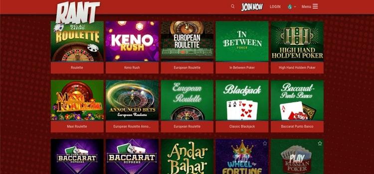 RANT Casino tafelspellen