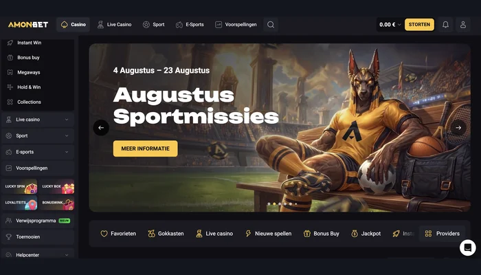 Welkomstpakket van Amonbet met 3000 euro en 300 gratis spins in de lobby