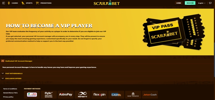 Scarabet Casino | Betrouwbare casino zonder cruks | Loyaliteitsprogramma