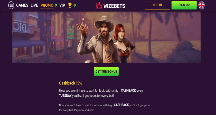 Wizebets Casino cashback bonus