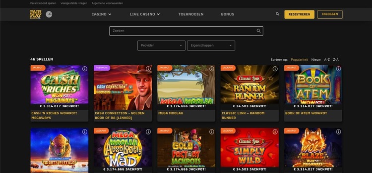 Fair Play Casino Online jackpots spellen