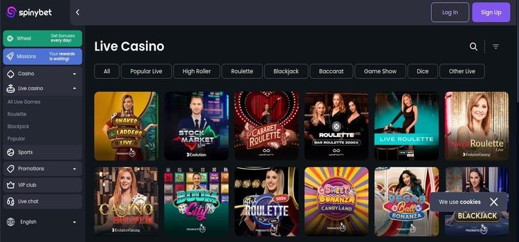 SpinyBet Casino live casino