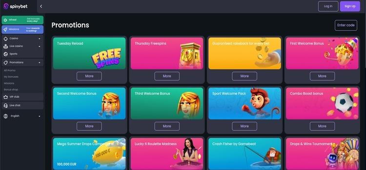 SpinyBet Casino promotions