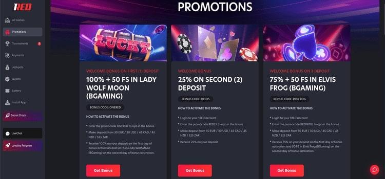 1Red Casino promotions