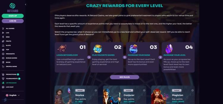 Betzard casino rewards