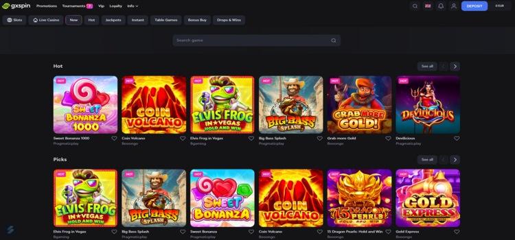 GxSpin Casino games