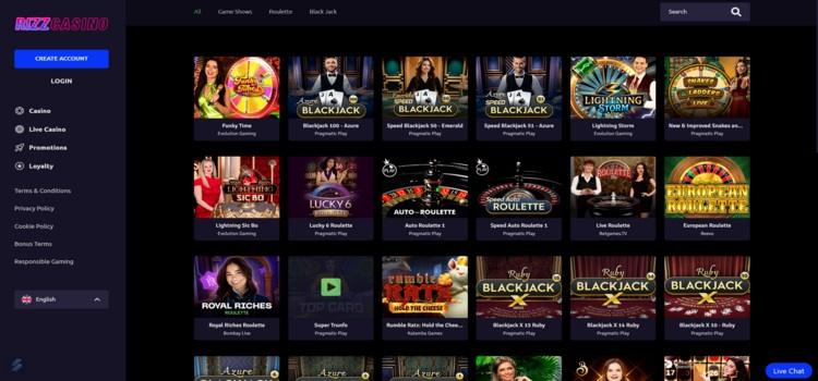 Rizz Casino games