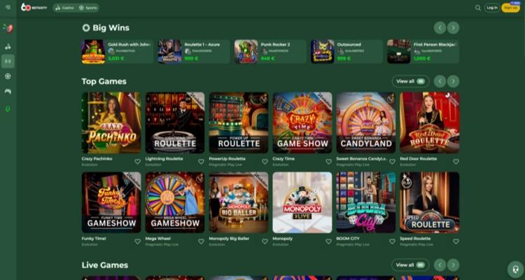 Betsixty live casino spelen