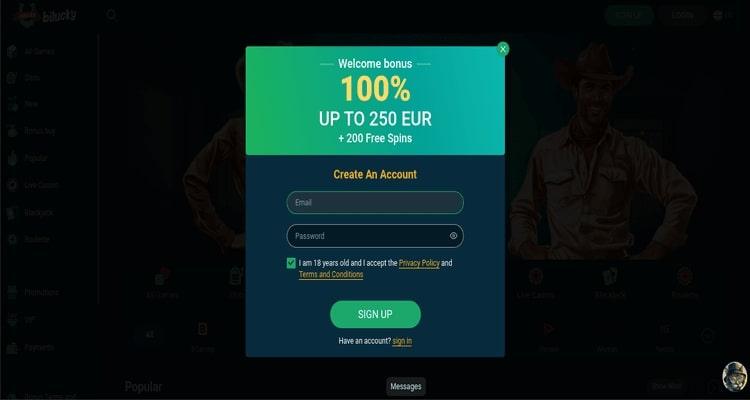 Bilucky Casino account aanmaken