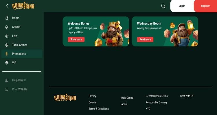 Boomerino casino promotions