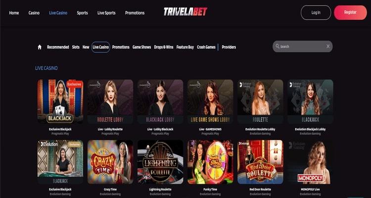 Trivelabet Casino live casino