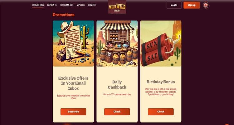 Wild Wild Casino promotions