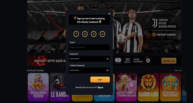 Instant Casino account aanmaken