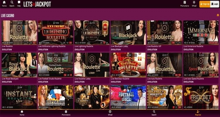 Lets Jackpot live casino 