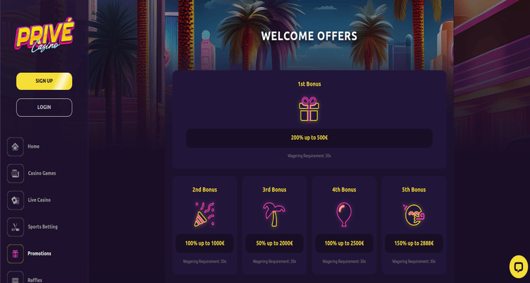 PrivéCasino welkomstbonus